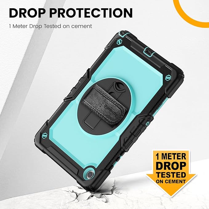 Timecity for Samsung Galaxy Tab A9 Plus Case 11 inch 2024 (SM-X210/X216/X218), Shockproof Sturdy Protection Case with Screen Protector, 360° Rotating Stand, Handle/Shoulder Strap- Light Blue