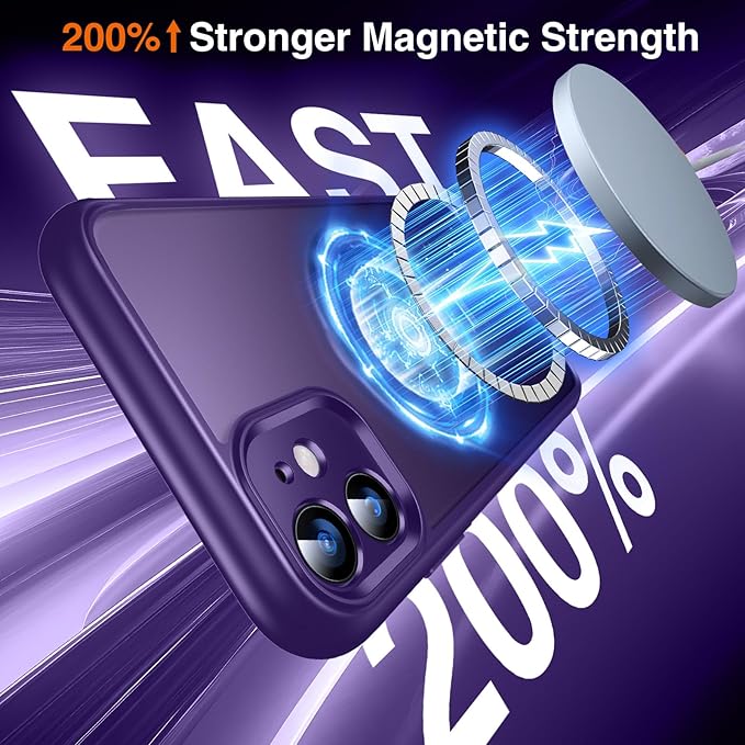 360° O-Ring MagStander for iPhone 11 Case with Magnetic Kickstand Ring Holder [Compatible with MagSafe][360°Rotate Stand Ring][Military Shockproof] Magnet iPhone 11 Phone Cover Matte Purple