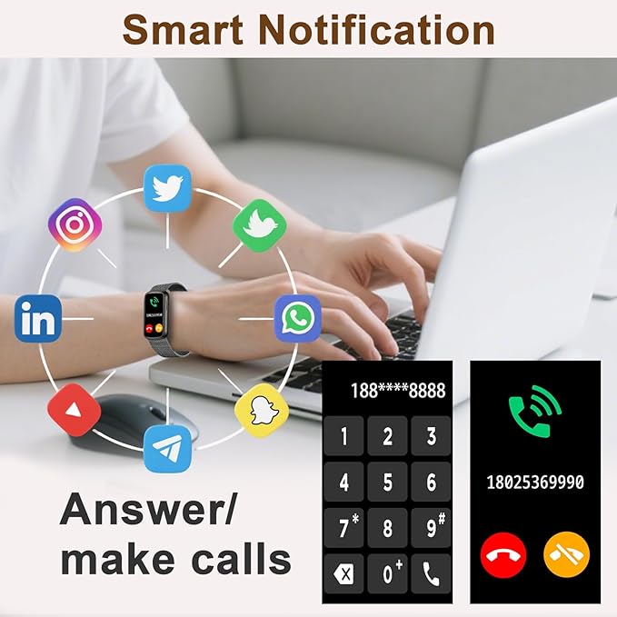 Smart Watches for Men Women,Fitness Watch with Bluetooth Call,Heart Rate/Blood Oxygen/Sleep Monitor,140+ Sports Modes 1.47'' Smartwatch for Android iPhone,IP68 Waterproof,2 Bands,Black