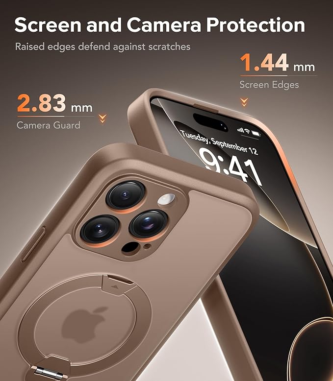 Magnetic for iPhone 16 Pro Max Case, [Unbreakable & Stable Stand] [Phone Case Compatible with MagSafe] [Military-Grade Protection] Slim Translucent Matte Shockproof Phone Cover, Rose Gold