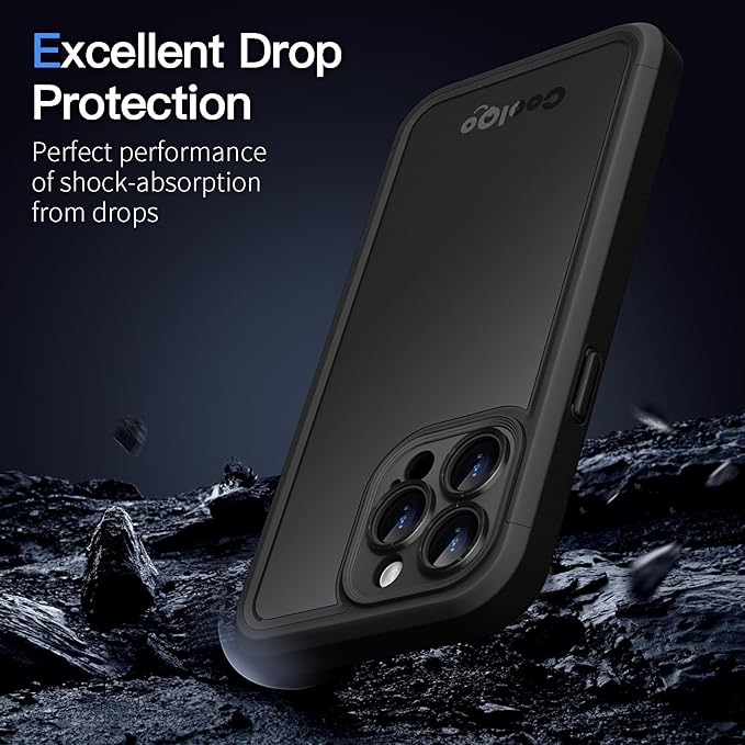 COOLQO Magnetic for iPhone 14 Pro Case, Compatible with MagSafe, Dual Layer Design Military Grade Protection, Translucent Matte Scratch-Resistant Back Protective Shockproof Phone Case, Black