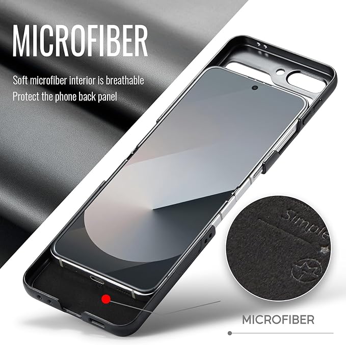 for Samsung Galaxy Z Flip 6 Case, Premium PU Leather Case Anti Scratch Slim Phone Shockproof Protective Phone Cover for Samsung Galaxy Z Flip6, Black