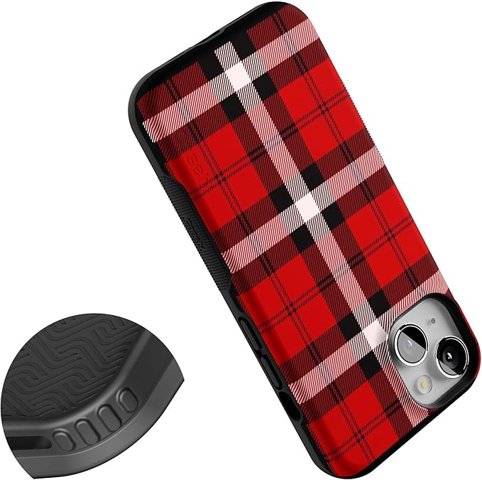 Casely iPhone 14 Case | As if! | Red Plaid | Compatible with MagSafe | Bold Protective Design