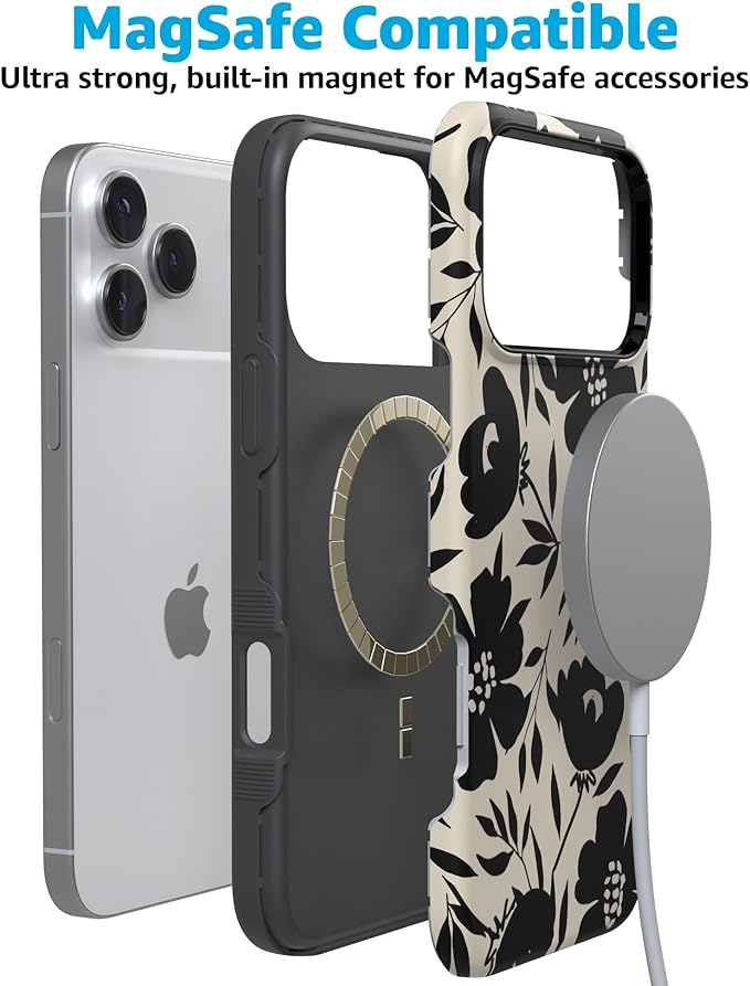 Casely iPhone 17 Pro Case | Dark Fantasy | Contrast Floral | Compatible with MagSafe | Bold Protective Design