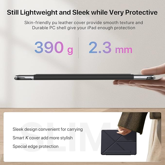for iPad Pro 13 inch Case M4 2024, Slim Powerful Magnetic Attachment Full Corner Protective iPad Case with Auto Wake/Sleep and Hidden Pencil Holder (Midnight Black, iPad pro 13 inch)