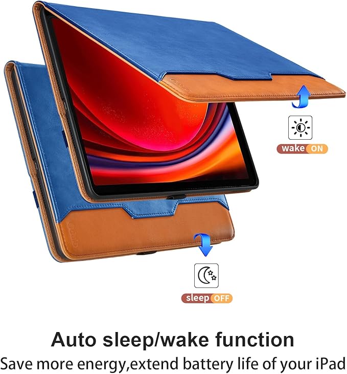 Case for Samsung Galaxy Tab S10 Plus 2024/S9 FE+/S9 Plus 12.4 Inch 2023 - Model SM-X820/X826B/X610/X616B/X810/X816B with S Pen Holder and Pocket, PU Leather Folio Stand Cover Auto Wake/Sleep, Blue