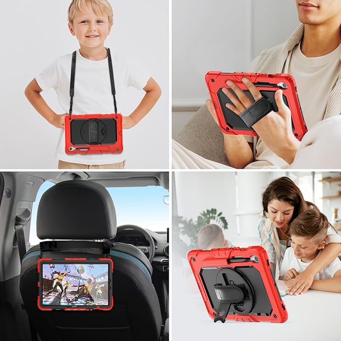 Herize Case for Samsung Galaxy Tab S10 FE/ S9 FE 5G 10.9 Inch/Galaxy Tab S9 11 Inch with Screen Protector for Kids Girls | Shockproof Rugged Protective Case W/Pen Holder Hand Strap Shoulder Strap