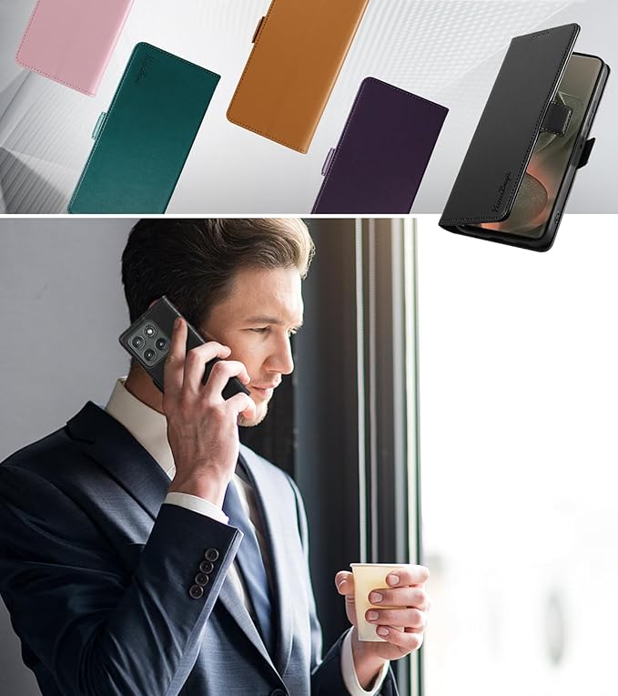 Wallet Flip Case for Motorola Edge (2025) - [RFID Blocking] Luxury PU Leather Card Holder Magnetic Phone Cover with Kickstand,Shockproof Protective Case,Black