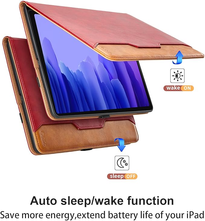 Case for Samsung Galaxy Tab A7 10.4 Inch 2020 (SM-T500/T505/T507) - PU Leather Folio Stand Case with Hand Starp and Pocket, Auto Wake/Sleep Smart Tablet Cover, Red