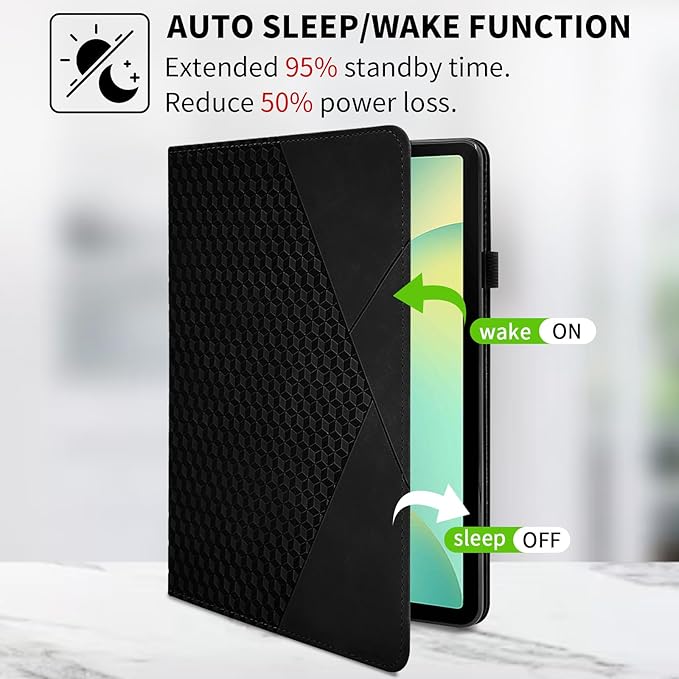 Rotating Case for Samsung Tab S10 Lite /S10 Fe/S9 Fe 10.9 Inch /S9 Tab 360° Rotating Cover Multi-Angle Viewing Stand Auto Wake/Sleep PU Leather Business Folio Protective Cases, Black