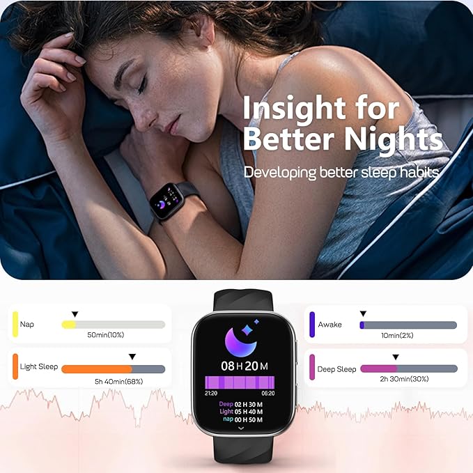 MorePro Smart Watch for Men Women(Make/Answer Call), 1.85" Smartwatch with 24/7 Heart Rate & Blood Pressure Monitor, Blood Oxy-gen Sleep Tracking, 120+ Sports Fitness Trackers for iPhone Android