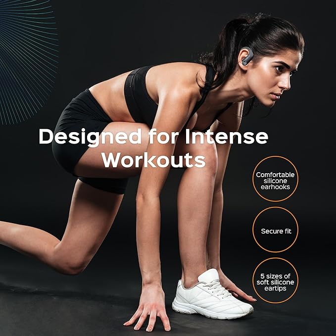 TREBLAB X3 Pro - Ultra Comfortable Earhooks, Pure-HD Sound, Punchy Bass, 145H Battery, Waterproof & Sweatproof Bluetooth Earbuds, Mics for Calls, True Wireless Ear Buds for Sports Workout Running