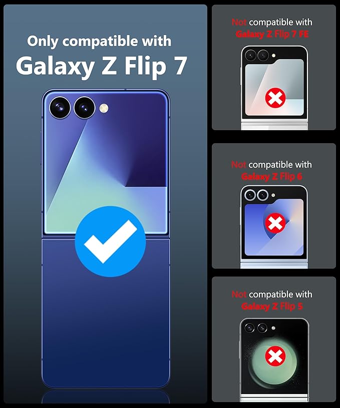 Vihibii for Samsung Galaxy Z Flip 7 Case Slim with Stand & Rugged Hinge Protection & Outer Screen Protector & Non-Slip Texture, Shockproof Protective Cover Phone Case for Galaxy Z Flip 7 5G 2025, Blue