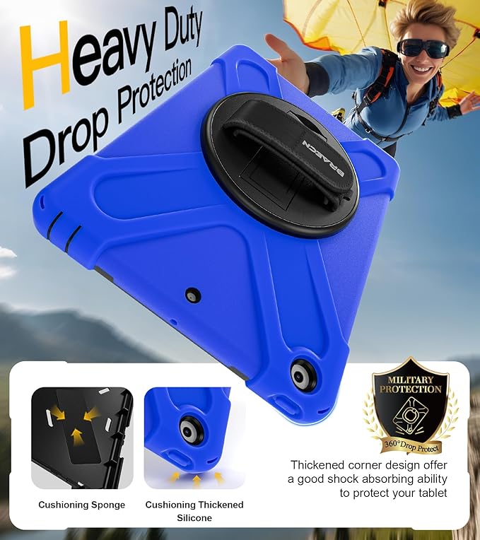 BRAECN for iPad 9th/8th/7th Generation Case, iPad 10.2 inch Heavy Duty Rugged Case with Built in Screen Protector, Hand Strap, Swiveling Stand/Shoulder Straps for iPad 10.2 2021/2021/2019-Blue