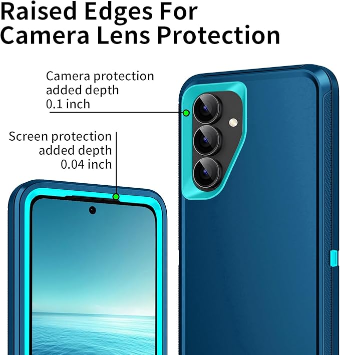for Galaxy S25 FE 5g Case,Shockproof Dropproof Dustproof 3-Layer Full Body Protection Rugged Heavy Duty High Impact Hard Cover Case for Galaxy S25 FE,Turquoise