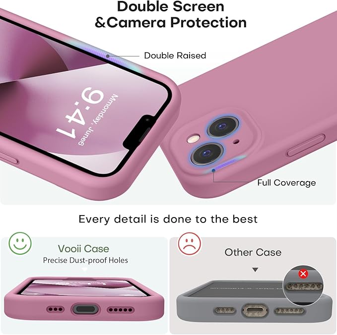 Vooii Compatible with iPhone 13 Case, Liquid Silicone Upgrade [Camera Protection] [Soft Anti-Scratch Microfiber Lining] Shockproof Phone Case for iPhone 13 6.1 inch - Lavender Purple