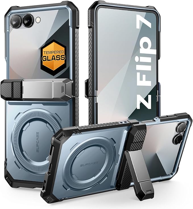 SUPCASE for Samsung Galaxy Z Flip 7 Case with Stand & Front Screen Protector (Unicorn Beetle Grip), [Support MagSafe] [Hinge Protection] Full Body Military-Grade Rugged Back Phone Cover, Tilt