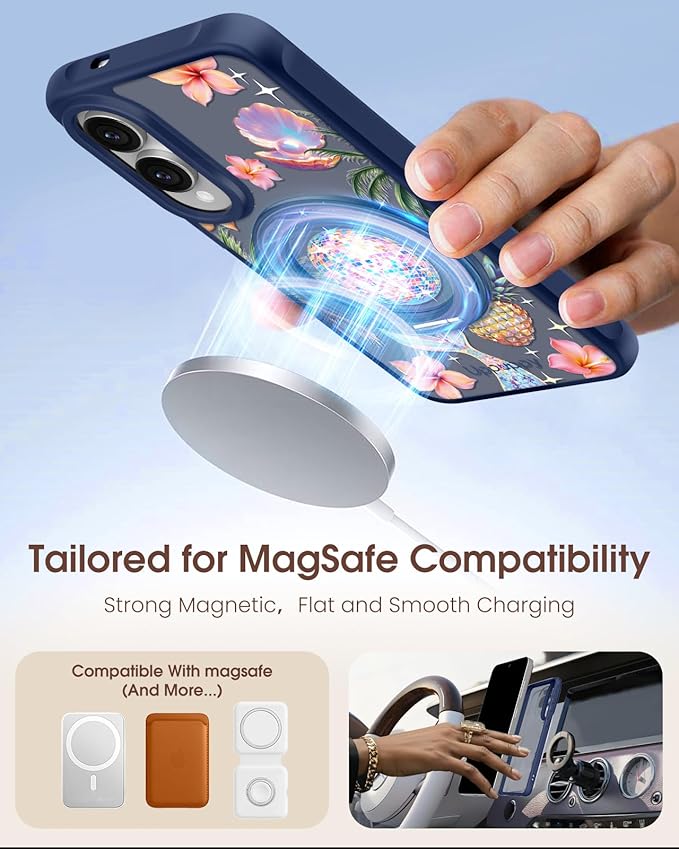 for Samsung Galaxy S25 Edge Case with 360° Rotatable Magnetic Ring - Compatible with MagSafe, Semi-Transparent Anti-Fingerprint Soft-Touch Material Shockproof, Cute Y2K Design for Women Girl