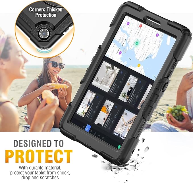 HXCASEAC Case for Lenovo Tab One/Tab K9 2025 (TB-305FU) 8.7 inch, with Screen Protector/Rotating Hand Strap/Sturdy Stand, Protective Cover for Lenovo one Tablet - Black