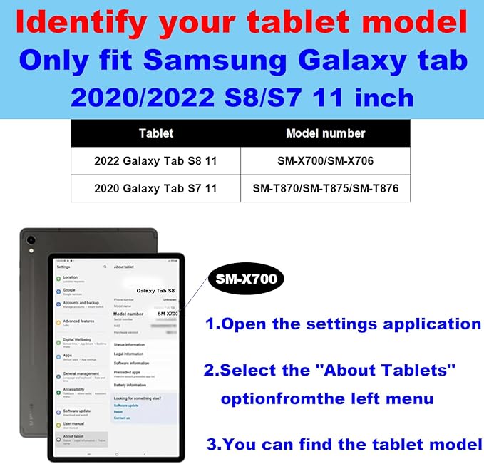 for Samsung Galaxy Tab S7/S8 11 inch Case with S Pen Holder 2020/2022 Model(SM-X700/X706/T870/T875/T876) Genuine Leather Cover Protective Shell,Auto Wake/Sleep.Red