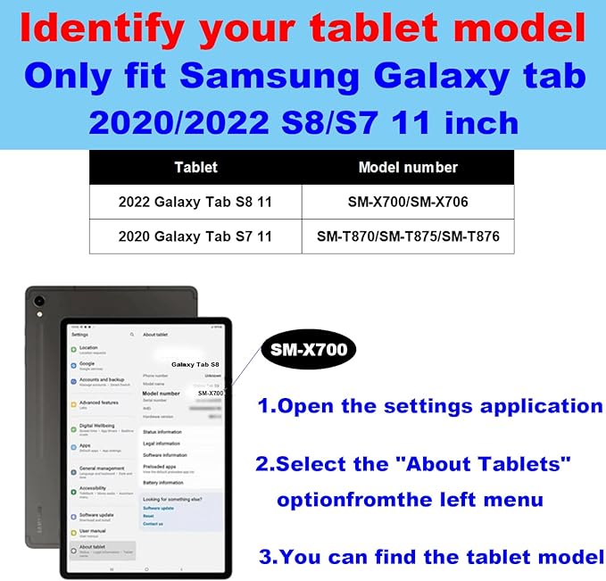 for Samsung Galaxy Tab S7/S8 11 inch Case with S Pen Holder 2020/2022 Model(SM-X700/X706/T870/T875/T876) Genuine Leather Cover Protective Shell,Auto Wake/Sleep.Black