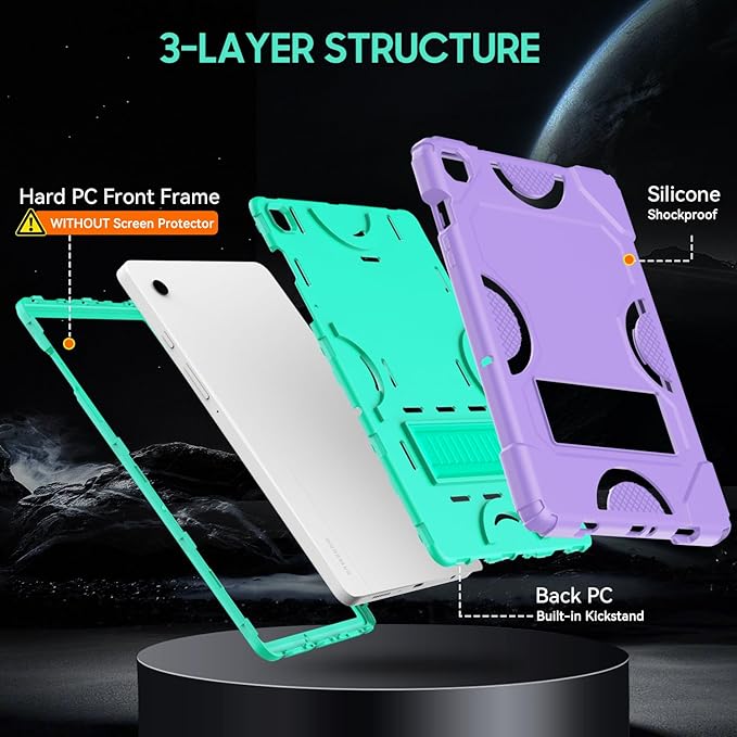 Case for Samsung Galaxy Tab A9+ 11 Inch 2023 Model (X210/X216/X218), Heavy Duty Shockproof Rugged Protective Case for Galaxy Tab A9 Plus Tablet (Purple+Teal)