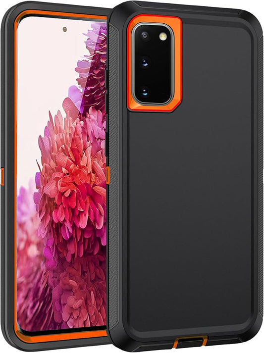 for Galaxy S20 FE 5g Case,Shockproof Dropproof Dustproof 3-Layer Full Body Protection Rugged Heavy Duty High Impact Hard Cover Case for Galaxy S20 FE 6.5 inch,Black/Orange