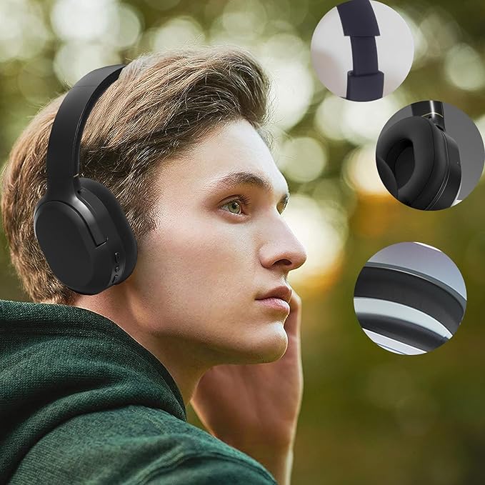 Wireless Active Noise Cancelling Headphones, Comfortable Protein Ear Pads, Built-in Mic, 30H Playtime, Bluetooth 5.3, Over Ear Deep Bass Lightweight Headset for Travel, Home, Office(Black)