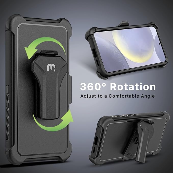 M MYBAT PRO Maverick Series for Samsung Galaxy S24 Plus Case with Belt Clip Holster, 6.7 inch, Heavy Duty Military Grade Drop Protective Case with 360° Rotating Stand (No Screen Protector)