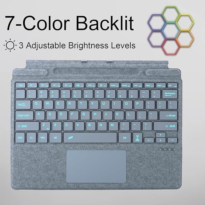 mobee Type Cover for Microsoft Surface Pro 13 inch, Compatible with Surface Pro 13"(11th Edition) / Pro 11 / Pro 10 / Pro 9 / Pro 8 / Pro X, Slim Keyboard with Trackpad Mouse, Backlit, & Pen Holder
