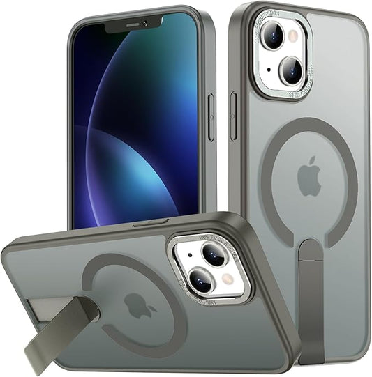 for iPhone 14 Case Compatible with Magsafe, Built-in Invisible Stand [Military Drop Protection] Strong Magnetic Shockproof Slim Protective Phone Case Cover for iPhone 14 6.1" (Gray)