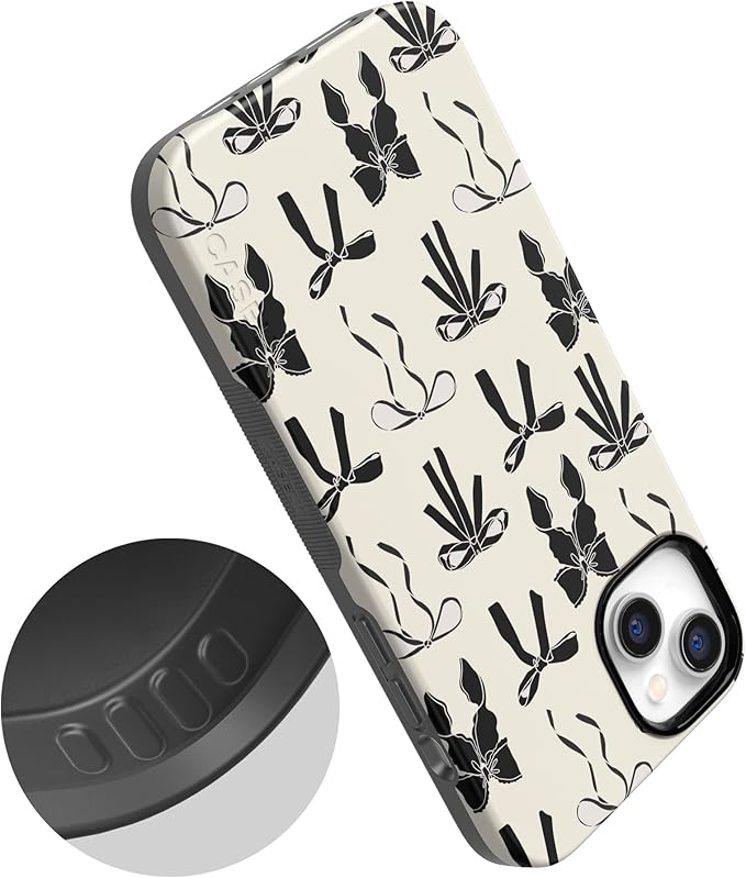 Casely iPhone 14 Case | Goth Girlie | Black Bows Coquette | Compatible with MagSafe | Bold Protective Design