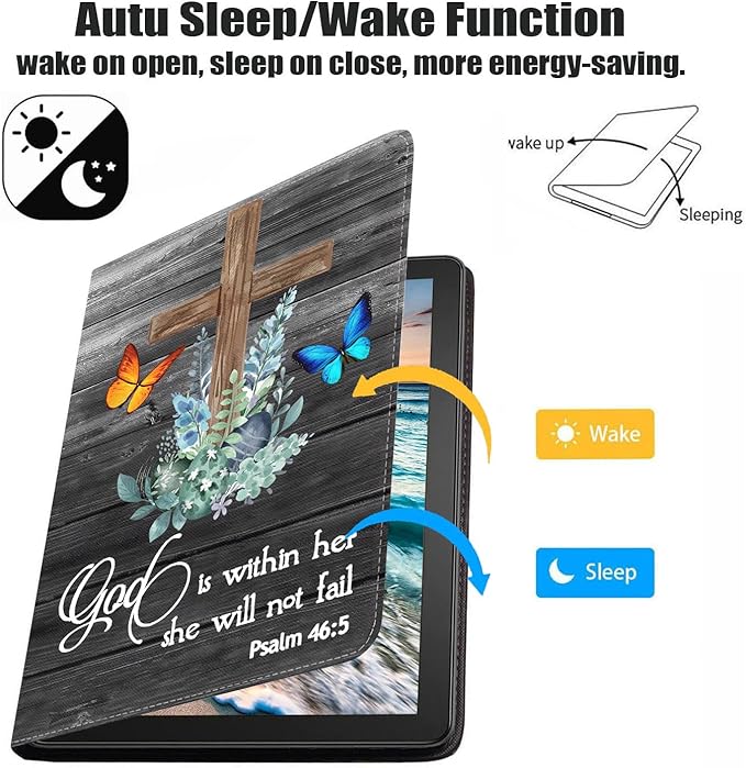 Case for Samsung Galaxy Tab A7 10.4 inch 2022/2020 (SM-T500/T503/T505/T507/T509), Premium PU Leather Stand Folio Cover with Auto Sleep/Wake, Bible Verse Psalm 46:5