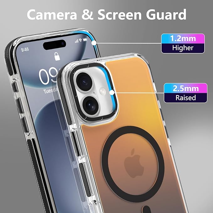 MOWIME Magnetic Case for iPhone 17 [Compatible with Magsafe] [Cute Fashion Fluorescent Design] [1 Screen Protector] Slim Translucent Matte Case for iPhone 17 6.3" 2025, Black