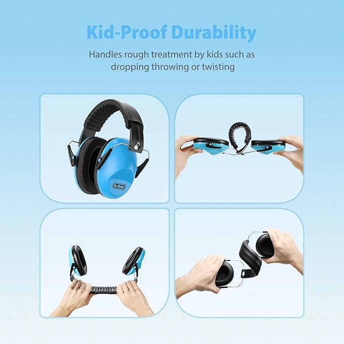 Dr.meter Ear Muffs for Noise Reduction: EM100 27.4SNR Kids Noise Cancelling Headphones with Adjustable Headband - Adults Kids Ear Protection for Monster Truck Concert Autistic Sensory 2PACK