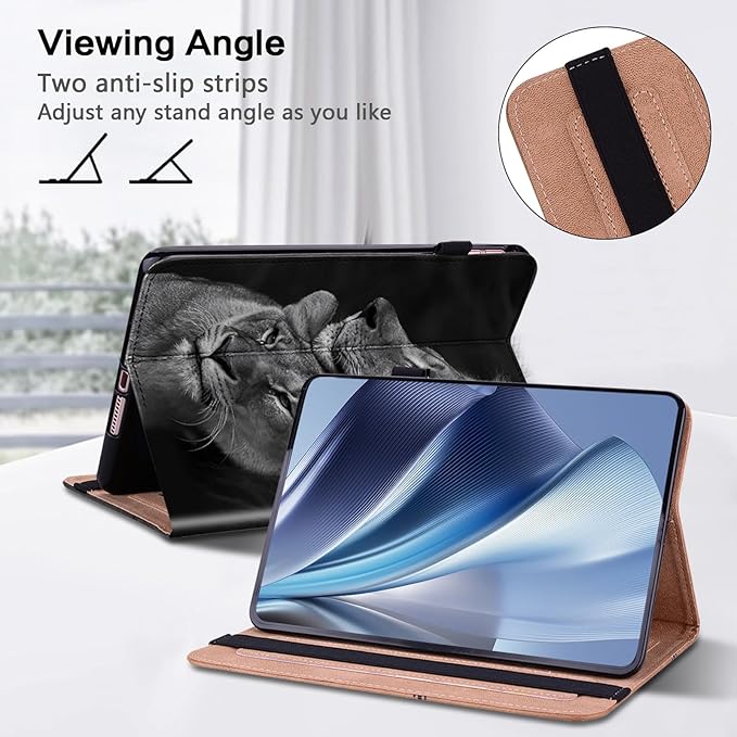 ALILANG Case for Lenovo Tab P12 12.7 inch 2023 (TB-370FUC) Tablet Cases, Ultra-Thin Lightweight Folio Shockproof Folding Stand Protector Cover for Lenovo Tab P12 -Two Lion