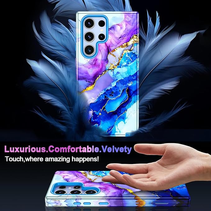 Casetego for Galaxy S23 Ultra Case,Compatible with MagSafe,[Military Grade Drop Test] Full Body Protection Slim Shockproof Rugged Marble Women Case for Samsung Galaxy S23 Ultra 6.8 inch,Azure Blue