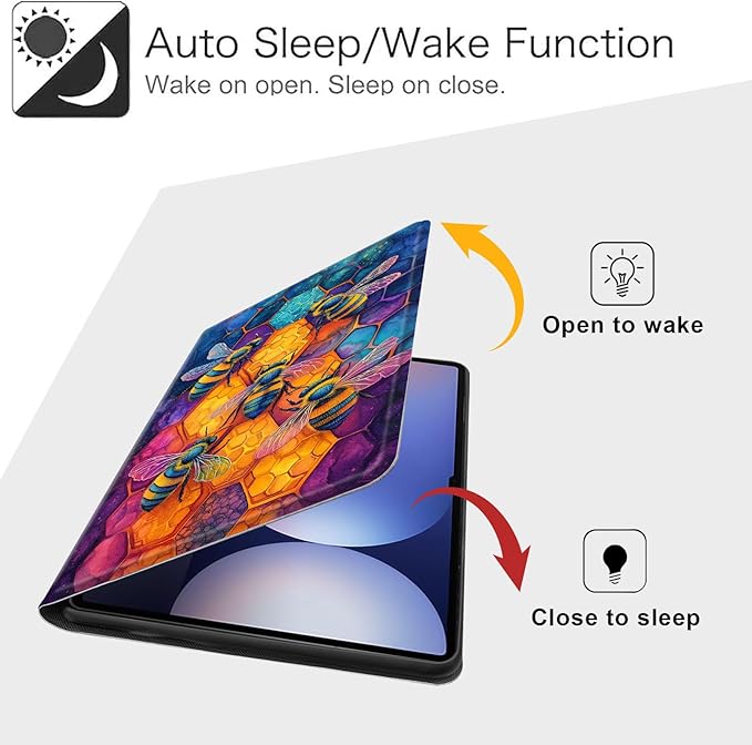 Case for Samsung Galaxy Tab S10 Ultra/Galaxy Tab S9/S8 Ultra 14.6-Inch, Slim PU Leather Stand Cover with Auto Wake/Sleep, Multi-Angle Viewing & Shockproof, Illustration of Bees