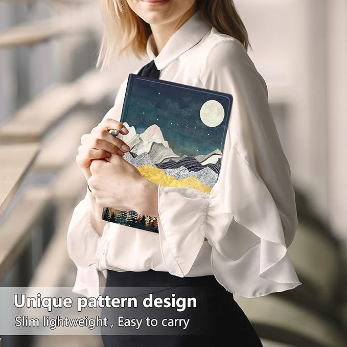 Slim Case for Samsung Galaxy Tab S10 FE / S9 FE 5G 10.9" & Tab S9 11", PU Leather Protective Cover, Multi-Angle Stand, Auto Sleep/Wake, Mountain Landscape