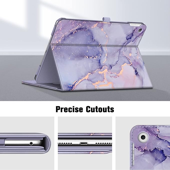 Fintie Case for iPad 9th / 8th / 7th Generation (2021/2020/2019) 10.2 Inch - [Corner Protection] Multi-Angle Viewing Stand Cover with Pocket & Pencil Holder, Auto Sleep Wake, Lilac Marble