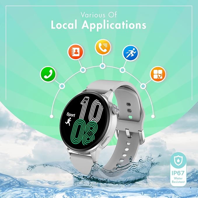 Smart Watch for Men & Women - Android Phones, Make/Answer Calls, Messaging, Voice Assistant, NFC Functions, Wireless Charging, Long Battery Life, Silver