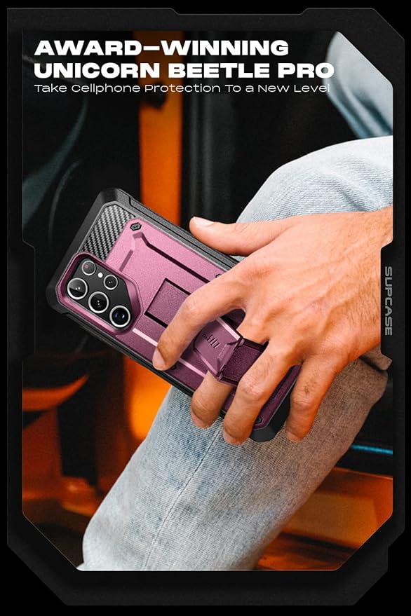 SUPCASE for Samsung Galaxy S22 Ultra Case with Stand, [Unicorn Beetle Pro] [2 Front Frames] [Built-in Screen Protector & Belt-Clip] Military-Grade Protection Phone Case for Galaxy S22 Ultra, Wine