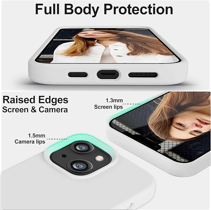Vooii Compatible with iPhone 14 Case,[Silky Touch Premium Liquid Silicone] [Soft Anti-Scratch Microfiber Lining], Ultra Slim Shockproof Protective Case for iPhone 14 - White