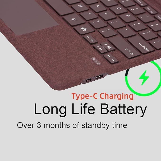 mobee Type Cover for Microsoft Surface Pro 13 inch, Compatible with Surface Pro 13"(11th Edition) / Pro 11 / Pro 10 / Pro 9 / Pro 8 / Pro X, Slim Keyboard with Trackpad Mouse, Backlit, & Pen Holder