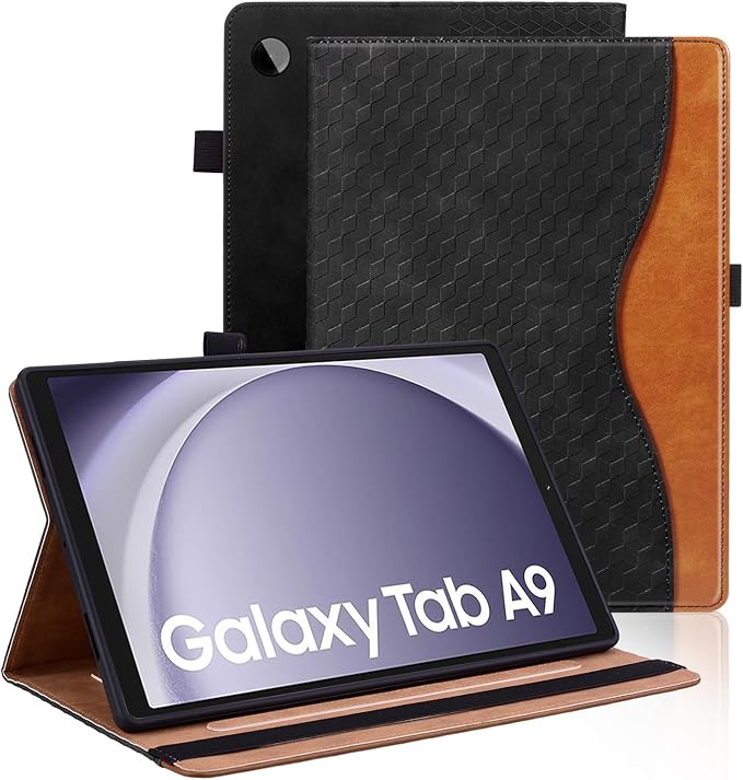 Case for Samsung Galaxy Tab A9 8.7 Inch Cover 2023 PU Leather Cover Multi-Angle Viewing Stand with Card Pocket for Galaxy Tab A9 Case,Black