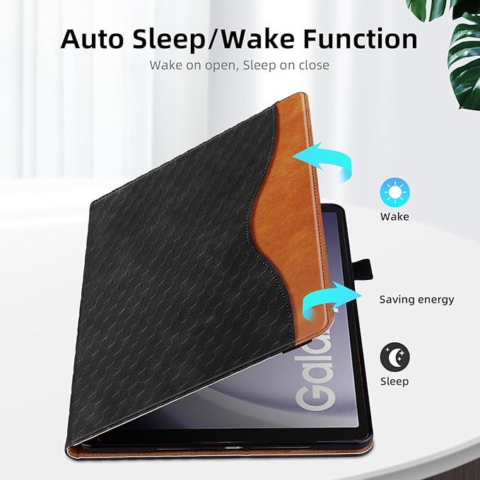 Case for Samsung Galaxy Tab A9 Plus 11 Inch Cover 2023 PU Leather Cover Multi-Angle Viewing Stand with Card Pocket for Galaxy Tab A9 Plus Case,Black