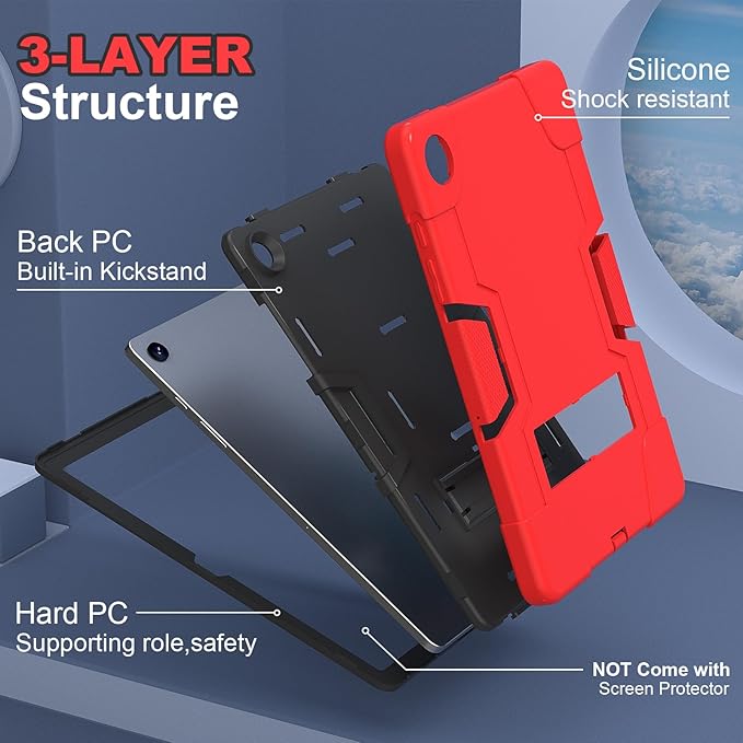 Case for Galaxy Tab A9 Plus 11 inch (2023), High Impact Protective Heavy Duty Shockproof Kickstand Cover for Samsung Galaxy Tab A9+ Plus 11" Model (SM-X210/X215/X216), Red+Black