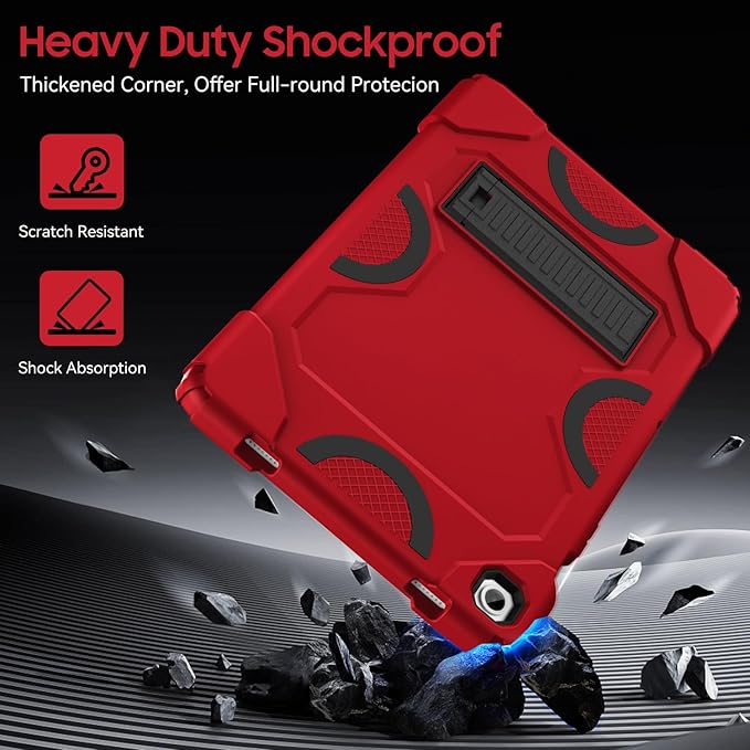 Case for Samsung Galaxy Tab A9+ 11 Inch 2023 Model (X210/X216/X218), Heavy Duty Shockproof Rugged Protective Case for Galaxy Tab A9 Plus Tablet (Red+Black)