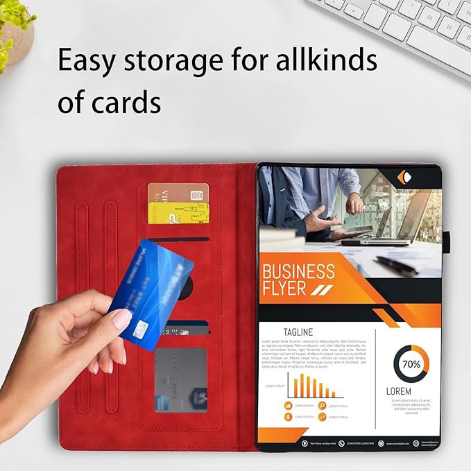 Case for Samsung Galaxy Tab A9 8.7 Inch Cover 2023 Magnetic PU Leather Folio Adjustable Stand Shell Foldable Card Holder Multi-Angle Galaxy Tab A9,Red