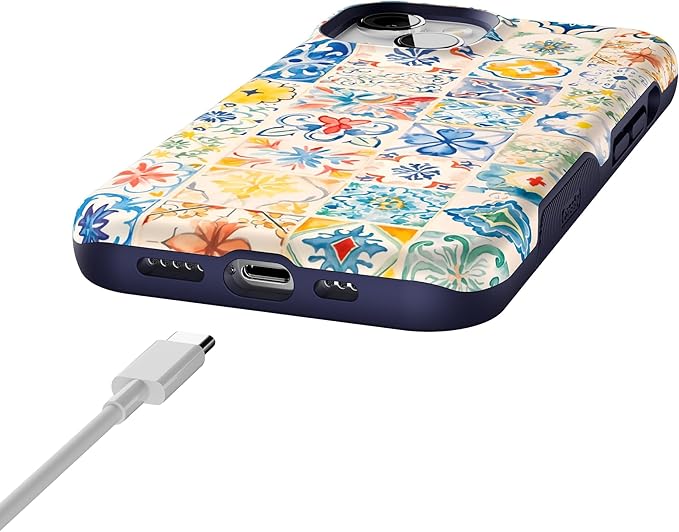 Casely iPhone 14 Case | Tuscan Tiles | Dolce Vita | Bold Protective Design | Compatible with MagSafe